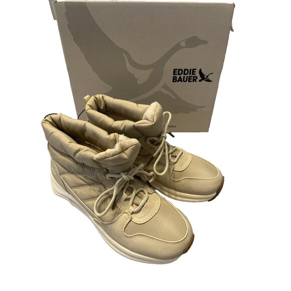 Eddie Bauer  Women's BALASANA  Winter Boots Sz 9 Quilted Upper Tan warm lined - Picture 1 of 7